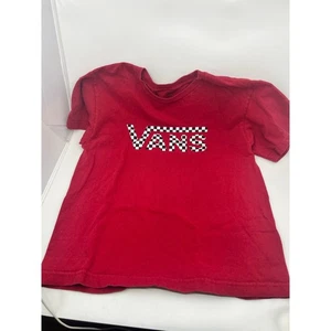 Large Boys VANS Red Black and White Checkerboard Short Sleeve - Picture 1 of 7
