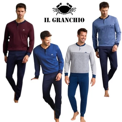 Pigiama uomo invernale in caldo cotone interlock manica lunga polsini Granchio - Image 1 of 3