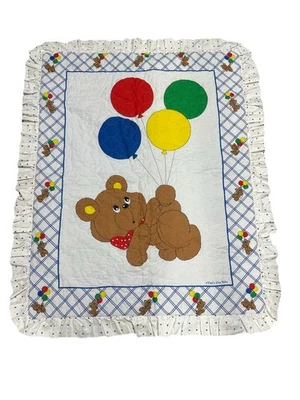 Balões vintage That’s Our Baby acolchoado berço cobertor urso anos 80 anos 90 cor primária - Imagem 1 de 4