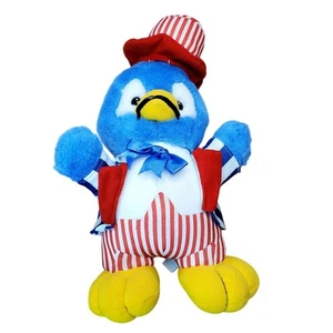 Blue Penguin Red White Stripe Top Hat Plush Stuffed Animal Toy 12” - Picture 1 of 6