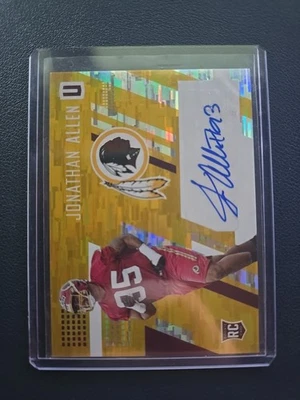 2017 Unparalleled Football Jonathan Allen Gold Wind Chimes Auto 87/149 #236 - Image 1 of 2