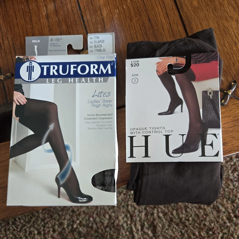 Medias Truform Top de encaje hasta el muslo tono negro y marrón  Foto 1 de 4