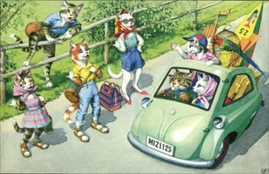 Postal de Personajes de Gato De Colección - Divertida Aventura Animal, Mainzer Impresa en Turquía - Imagen 1 de 2