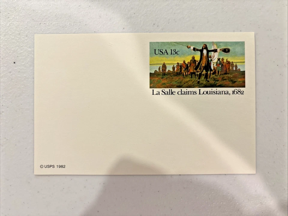 1982 13c La Salle claims Louisiana Postal Card #UX95 - Image 1 of 1