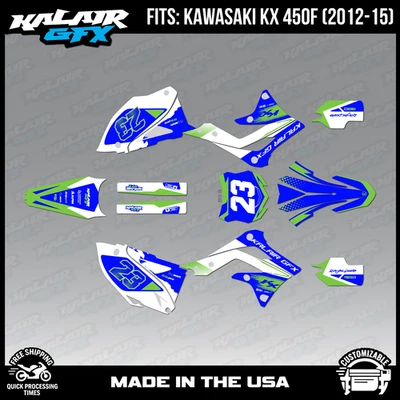 Graphics Kit for Kawasaki KX450F (2012-2015) KX 450F Evader Series - Blue - Image 1 of 4