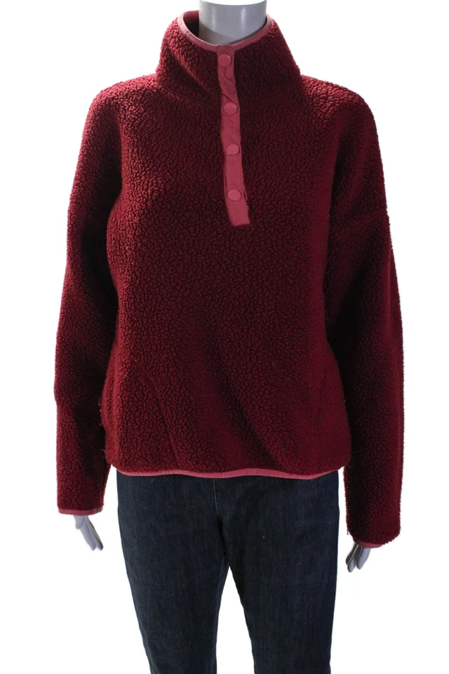 Chaqueta J Crew Mujer Vintage Polar Rojo Imitación Piel Media Cremallera Manga Larga Talla S Foto 1 de 4