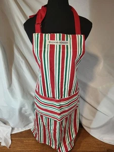 Williams Sonoma Apron Stripe Red Green Candy Cane Christmas Holiday Adult - Picture 1 of 6