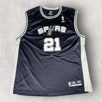 Camiseta de colección Reebok San Antonio Spurs Tim Duncan #21 NBA talla 2XL negra Foto 1 de 4