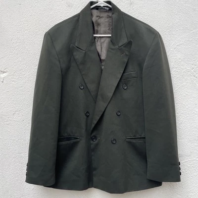 Chaqueta Falcone Doble Pecho Para Hombre 40" Verde Oscuro Formal Satén Solapas Boda Foto 1 de 4
