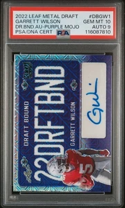 2022 Leaf Metal Draft Bound Purple Mojo Garrett Wilson /10 PSA 10 GEM MT AUTO 9 - Picture 1 of 2