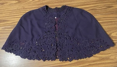 Capelet de gasa con cuentas moradas vintage para mujer talla 14 Foto 1 de 4