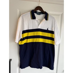 Polo Ralph Lauren Herren XL Color Block Poloshirt Navy Gelb Weiß Pony Logo - Bild 1 von 8