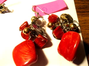 VINTAGE Chandelier/Dangle Earrings RED - Picture 1 of 1