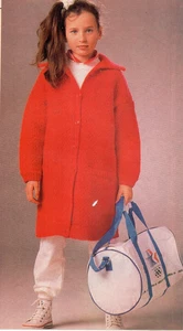GIRL'S COAT IN AFGHAN STITCH KNITTING PATTERN - Picture 1 of 1