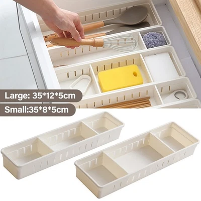 1-4X Desk Drawer Organizer Tray With Adjustable Divider Multidrawers For Makeups - Image 1 of 4