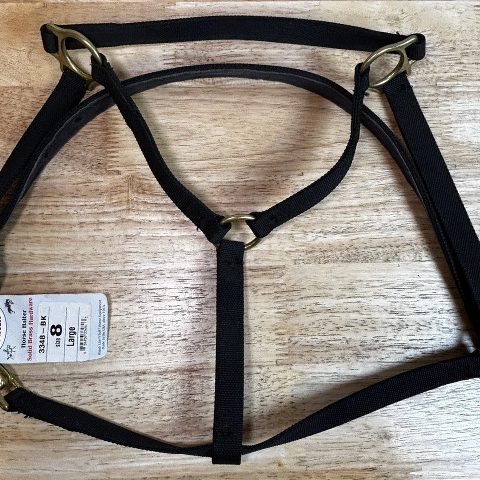 Halter Walsh Caballo Negro 1" Grande Talla 8 Nylon Latón Sólido Herrajes Nuevo con Etiquetas Foto 1 de 4