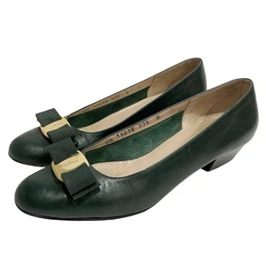 Twee Salvatore Ferragamo Leder Vara Schleife Pumps Schuhe Größe 6 grün italienisch Retro - Bild 1 von 7
