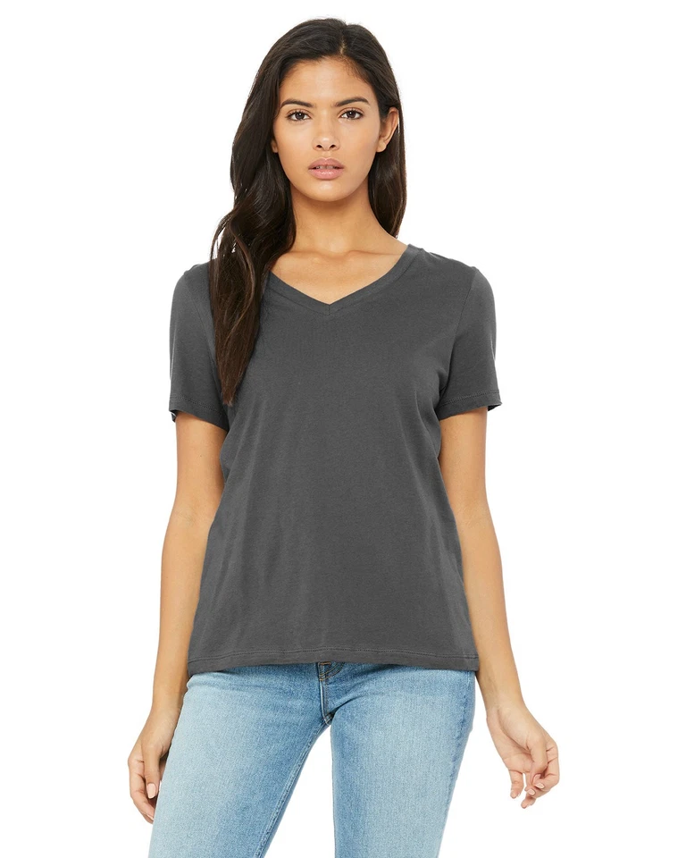Bella + Canvas 6405 Ladies 100% Cotton T Shirt Relaxed Fit Jersey V-Neck T-Shirt - Image 1 of 1