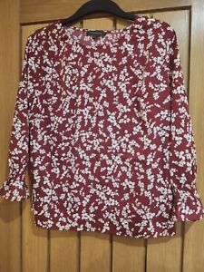 French Connection Burgundy Floral Blouse Size Large