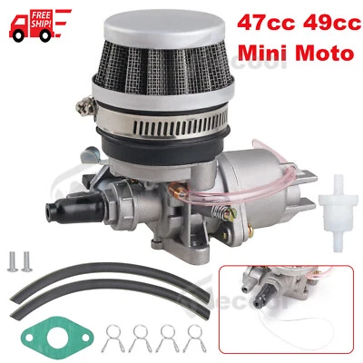 MARKENLOS Vergaser 49ccm Luftfilter Set Pocketbike Dirtbike Cross Bike Mini Cross ATV Quad