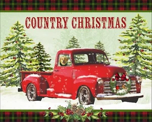 35" Fabric Panel - David Textiles Digitally Printed Christmas Pickup Dog Scene - Picture 1 of 1