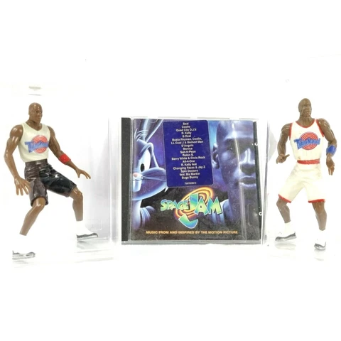 Michael Jordan Space Jam Action Figures and Movie Soundtrack CD 1996 Vintage Cover
