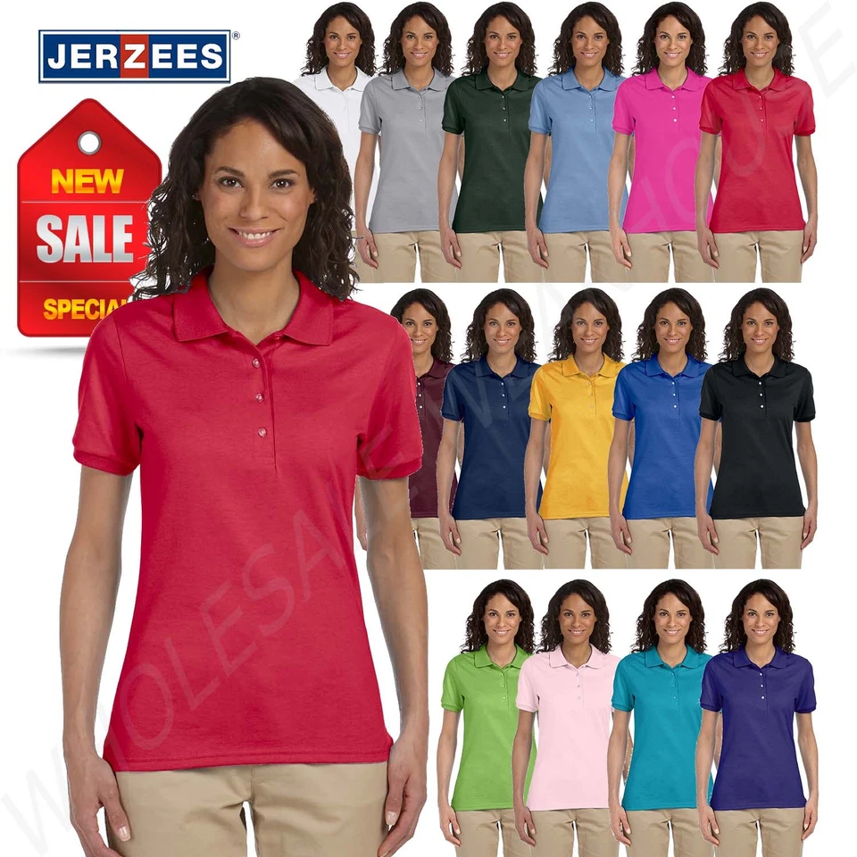 Jerzees Women Polo Shirt Short Sleeve SpotShield Solid M-437W - Image 1 of 1