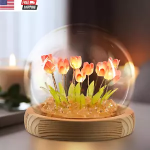 Mothers Day Gifts for Mom from Daughter, Tulip Night Light Glass Flower Lamp wit - Picture 1 of 7