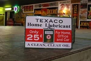 TEXACO HANDY CAN LUBRICANT DEALER PORCELAIN METAL SIGN GAS OIL CHEVY FORD TEXAS - Picture 1 of 10