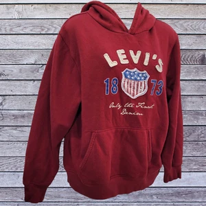 Levi's Teen XL Red Hooded Sweatshirt Pullover Lined Long Sleeve (13-15 yrs) - Picture 1 of 4