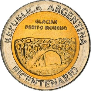 Argentina 1 Peso Coin | Glaciar Perito Moreno | Ice Arch | Sun | KM160 | 2010 - Picture 1 of 4