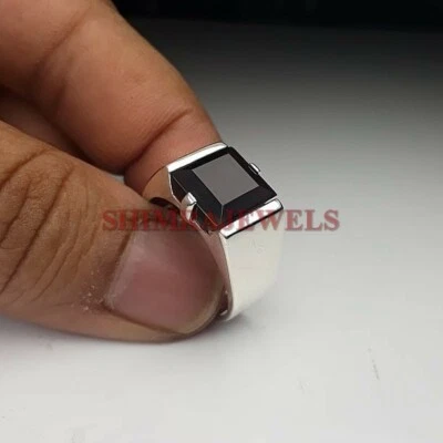 Natural Black Onyx Gemstone with 925 Sterling Silver Ring for Men's #538 - Image 1 of 4