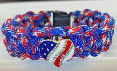 Pulsera Paracord Americana Roja/Blanca/Azul ~Hecha para Veteranos~ Foto 1 de 2