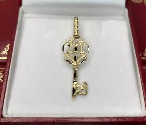 🛑 14k Gelbgold Diamantschliff Schlüssel Entsperren Liebe Herz Hochzeit 585 Charm Anhänger - Bild 1 von 8