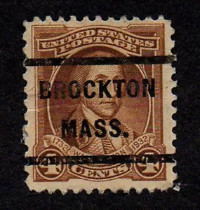 USA, SCOTT # 709, PRECANCEL BROCKTON, MASSACHUSETTS YEAR 1932 GEORGE WASHINGTON - Bild 1 von 1