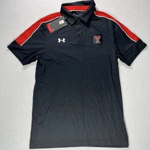 Under Armour Texas Tech Men's Small Polo Stripes Red Raiders Heat Gear Black New - Picture 1 of 9