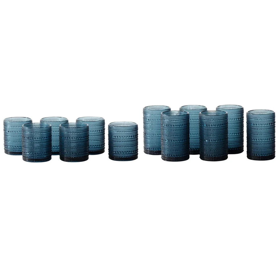 Jupiter by Fortessa DOF and Beverage Glass Beaded Design Texture Set of 12 ...