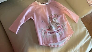 Mädchen Langarm Shirt Gr 92 Rosa Pferde Handmade Neu Handgefertigt - Bild 1 von 4