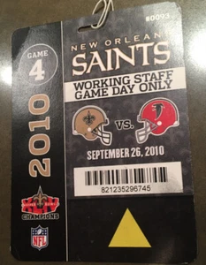 NFL New Orleans Saints Official Working Staff Field Pass 26.09.2010 Vs Falcons - Bild 1 von 2