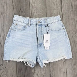Stradivarius Women Size 6 Cotton Ripped Mom High Rise Denim Distressed NEW Short - Picture 1 of 12