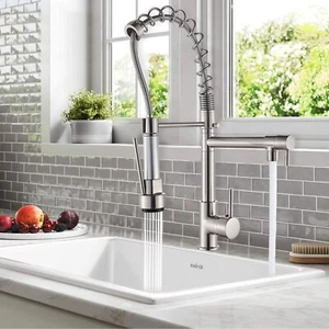 Kitchen Sink Faucet Stainless steel Single Handle Pull Down Sprayer Mixer Taps - Picture 1 of 14