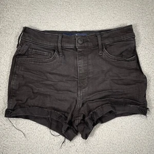 Hollister Jean Shorts Womens 3 26 Black High Rise Short Short Cuff Stretch Denim - Picture 1 of 15