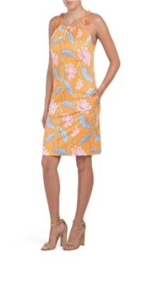 NEW Gretchen Scott Halter Tassel Tie Dress Size Xs Mystic Garden Orange - Image 1 of 4