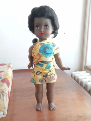 Poupée poupon, en boite d'origine,  Petitcollin, Chérie Noire ancienne vintage - Photo 1/4