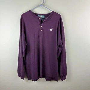 Vintage Big Dogs Shirt Adult XL Purple Long Sleeve Henley Neck Long Sleeve Y2K - Picture 1 of 10