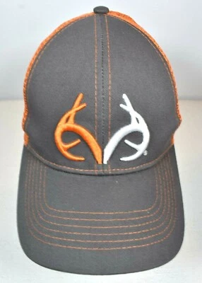 Realtree Trucker's Hat Embroidered Antlers Brown Brim & Front Orange Mesh Back - Image 1 of 4