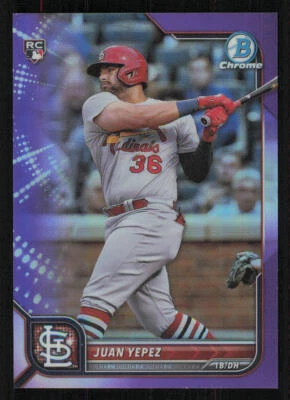 2022 Bowman Chrome Purple Refractors #26 Juan Yepez /250 - Image 1 of 2