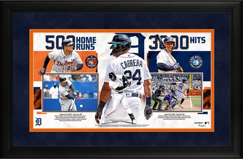 Miguel Cabrera Detroit Tigers Framed 10" x 18" 3000th Hit and 500th Cover