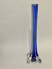 Gorgeous!       Vintage Murano Cobalt Blue Eiffel Tower Bud Art Glass Vase