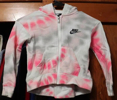 Nike Sportswear Club Tie-Dye Hoodie Full Zip Girls Extra Small Youth YXS 4 3-4 - Image 1 of 4